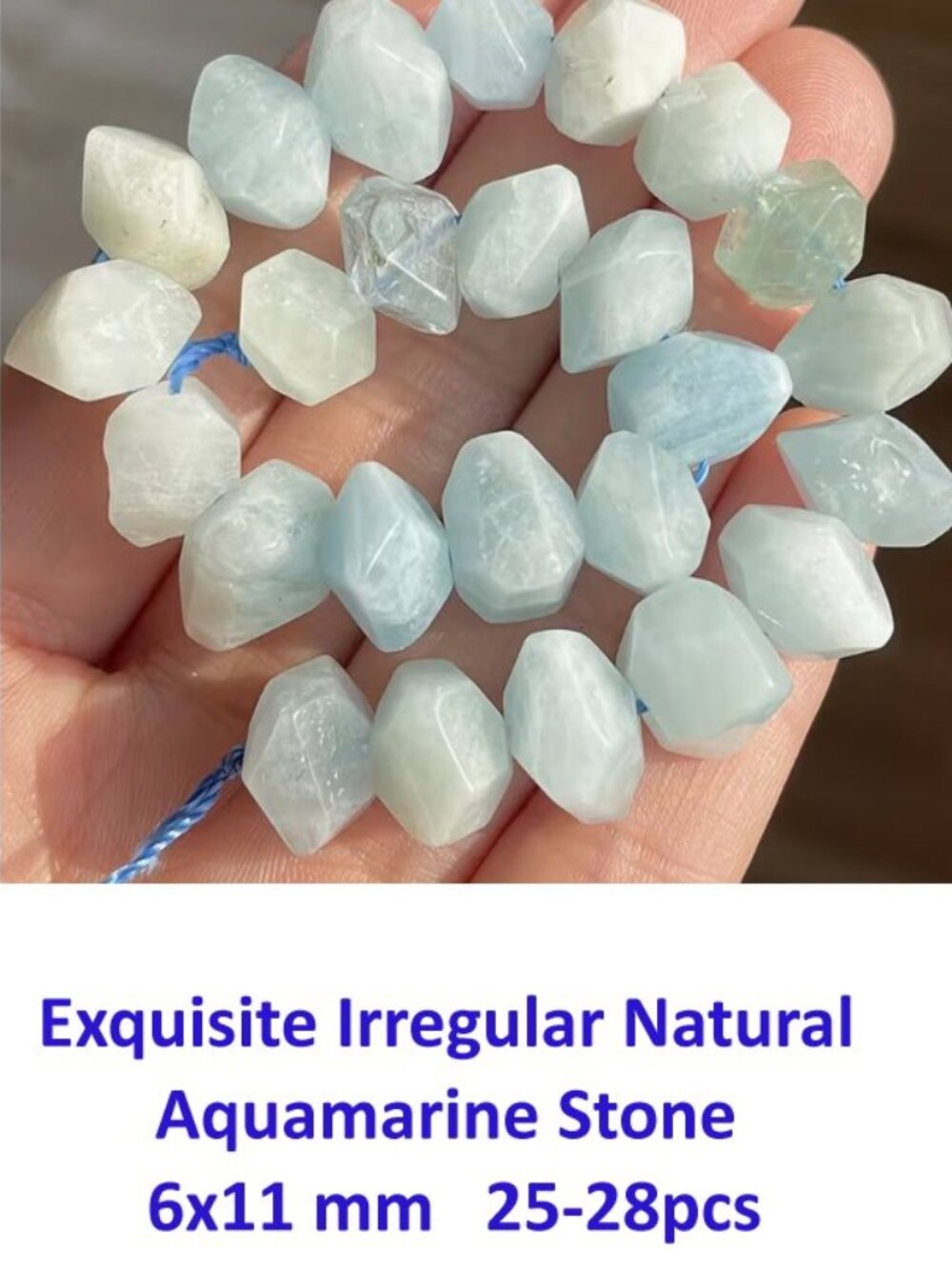 Exquisite Irregular Natural Aquamarine Stone 6x11 mm 25-28pcs